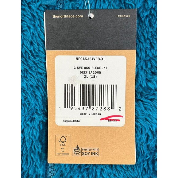 NEW The North Face Fleece Jacket Girls XL 18 Fuzzy Deep Lagoon Blue Soft - Picture 4 of 7